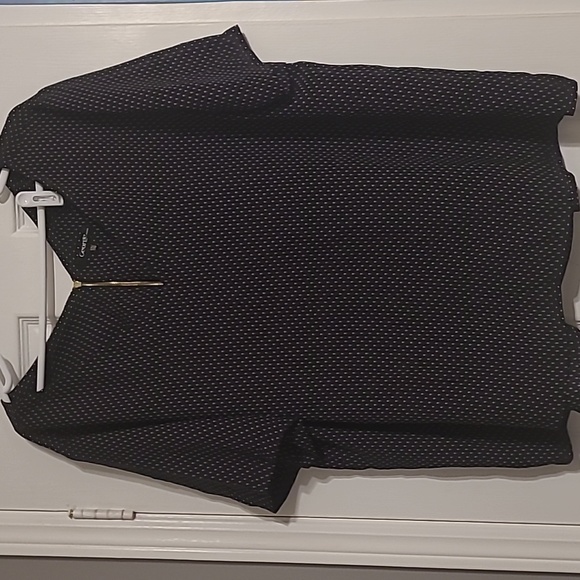 Womens Black Dress Shirt with White Dots - Picture 1 of 4